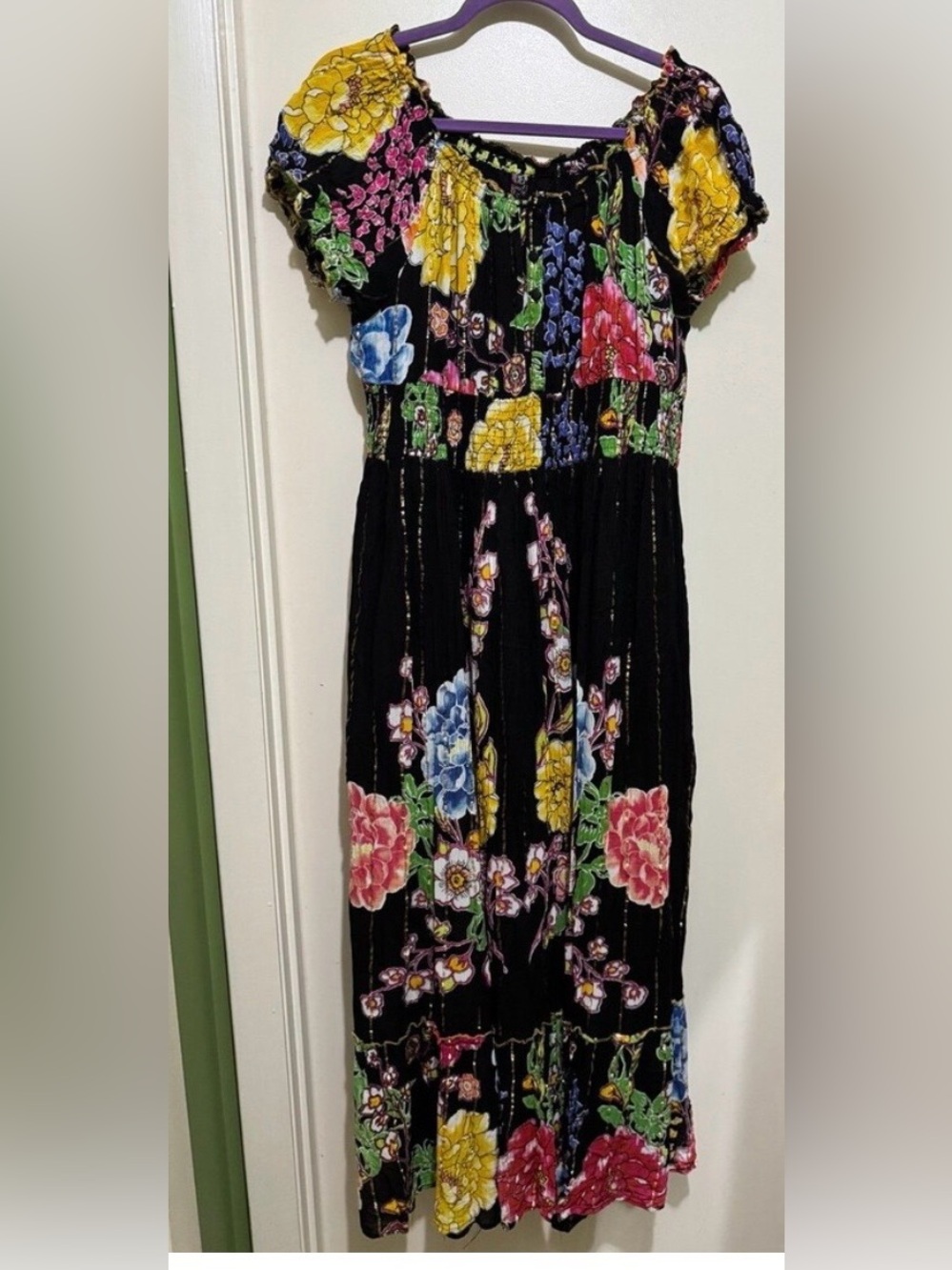 Anthropologie Me 2 Magic Maxi Dress Metallic Black Floral Tiered
SIZE 2X  *NWOT*